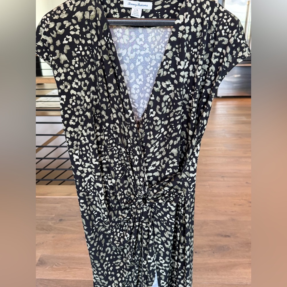 NWOT Tommy Bahama Black and Tan Patterned Dress